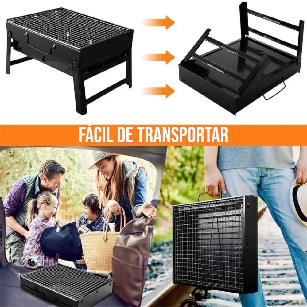 Pack Parrillero 🔥 Parrilla De Carbón Portátil Plegable + Set de 3 implementos para asado